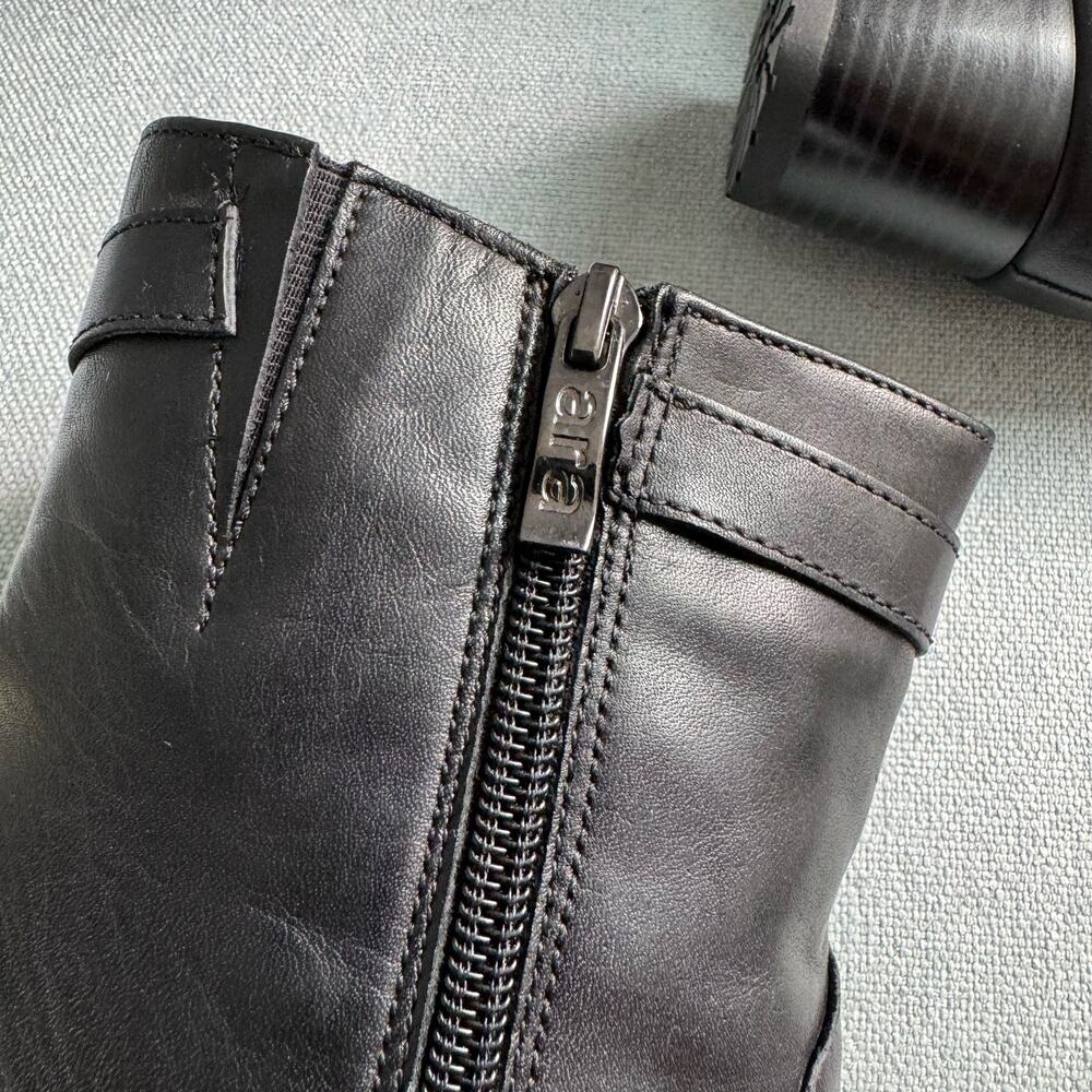 Ara Black Zip Ankle Bootie Square Toes Block Heel Side Zip Women's 6.5 - Picture 7 of 12